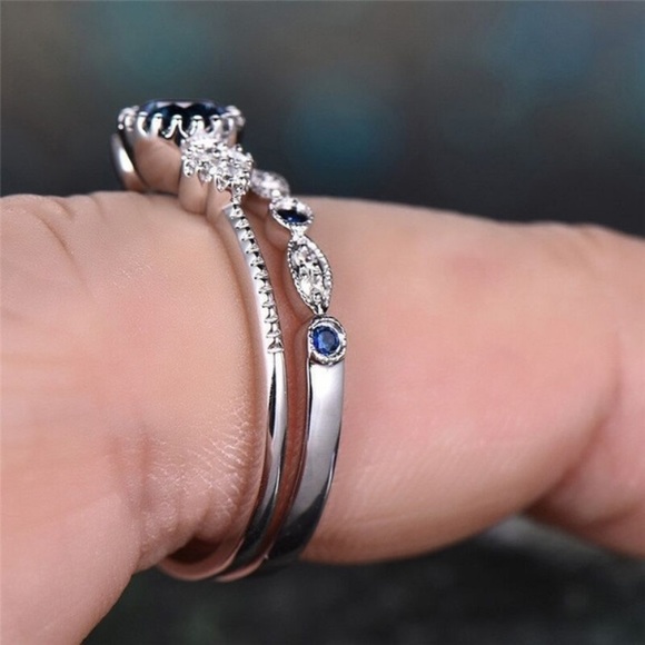 2/$30-2 Piece 925 Silver Blue Sapphire Ring - Picture 5 of 5